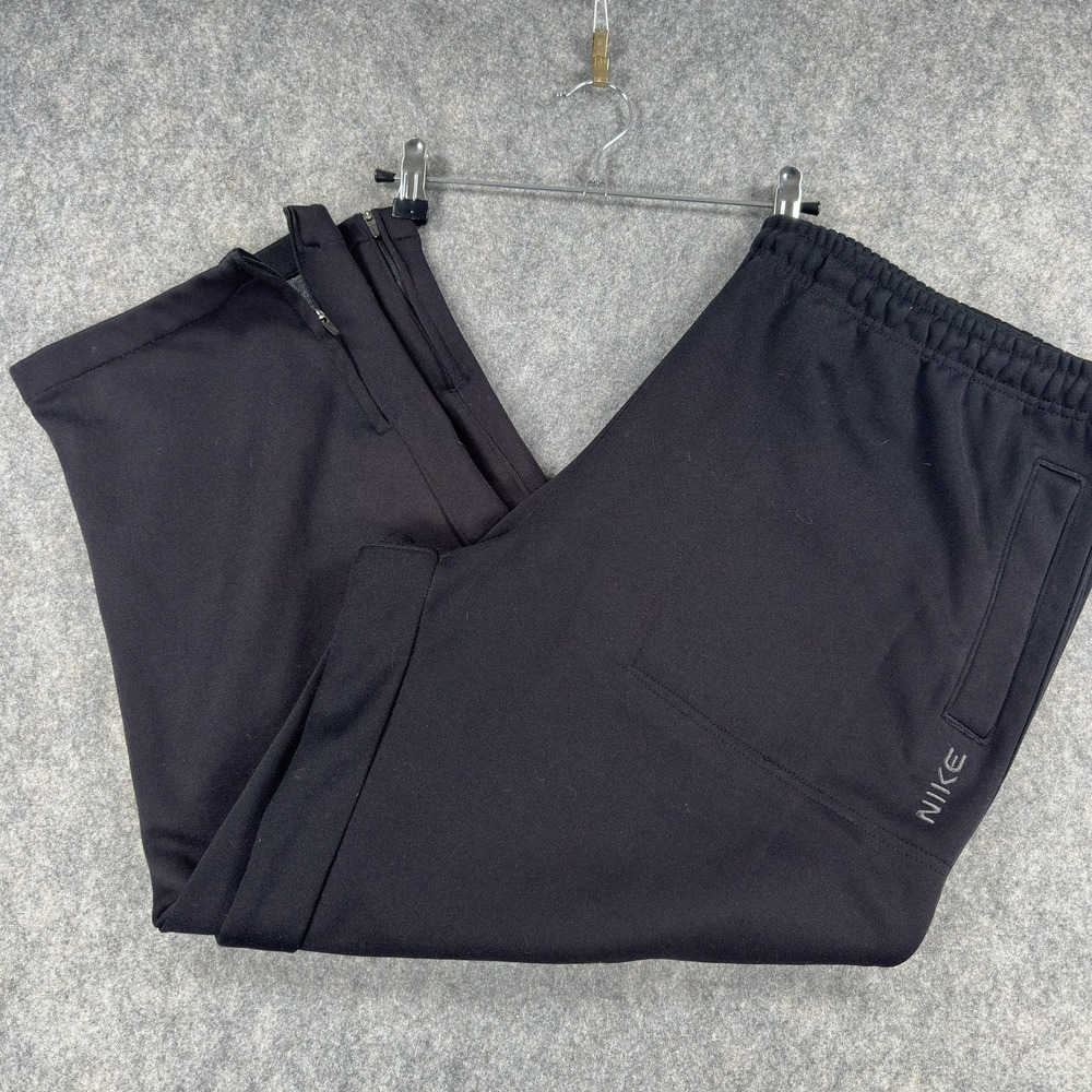 Nike Pants Mens‎ Large (Fits XL) Black Athletic Joggers Elastic Waist Zip Hem